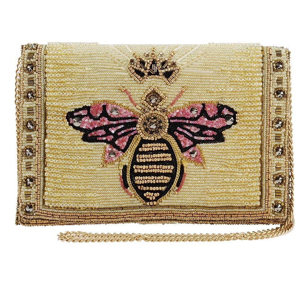 2188 Buzzed Beaded Handbag Bee Embellished Regal Crossbody Clutch